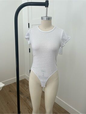 Classic White Crewneck Short Sleeve Bodysuit - Womens